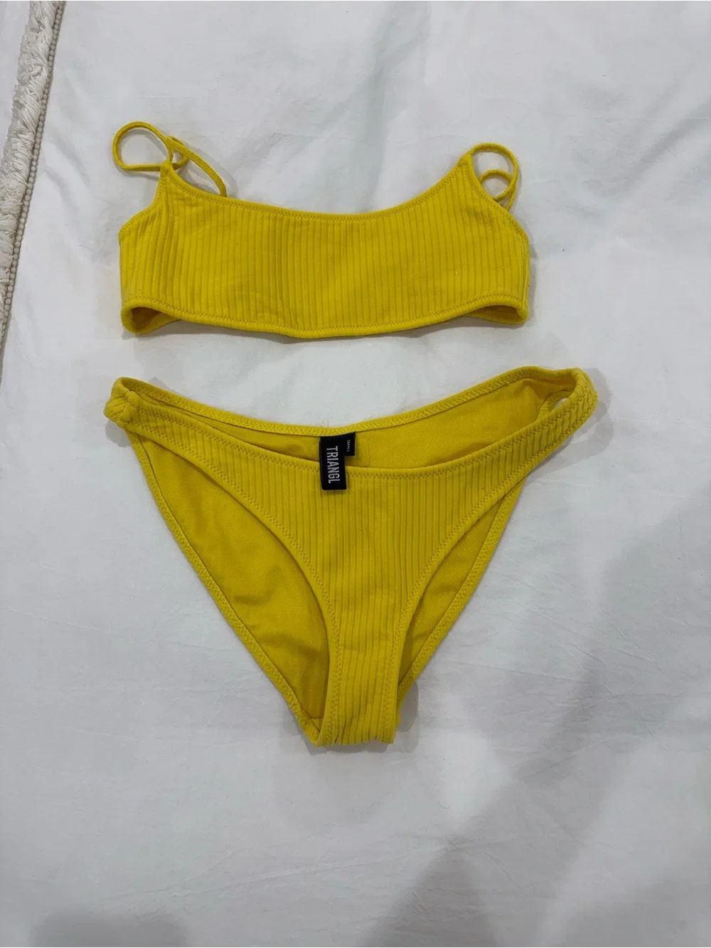 triangl swimwear Yellow Ribbed Bikini Set
